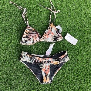 Rip Curl Tropical Print Bikini - Black and Orange